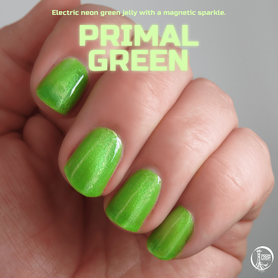 PRIMAL GREEN - Neon Green Jelly Magnetic Sparkle Polish product image (1)