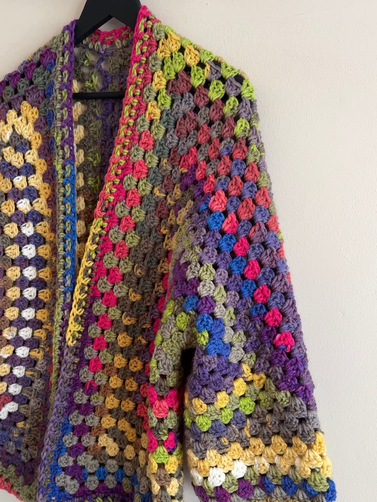 One-of-a-Kind Handmade Boho Crochet Cardigan – Multicolour Granny Square product image (4)
