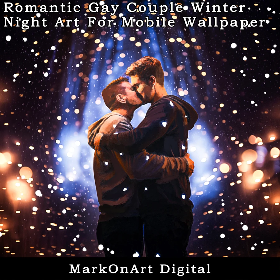 Romantic Gay Couple on a Winter Night For Mobile Phone Wallpaper or Lock Screen | High Res for iPhone or Android Cellphones product image (3)