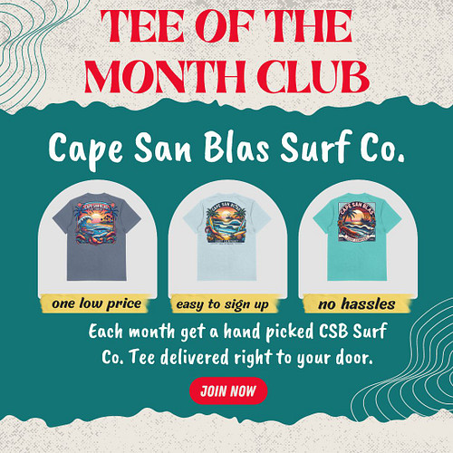 Excited to announce our Cape San Blas Surf Co. Tee of the Month Club. Click link in bio for details.
.
.
#capesanblassurf #ca...
