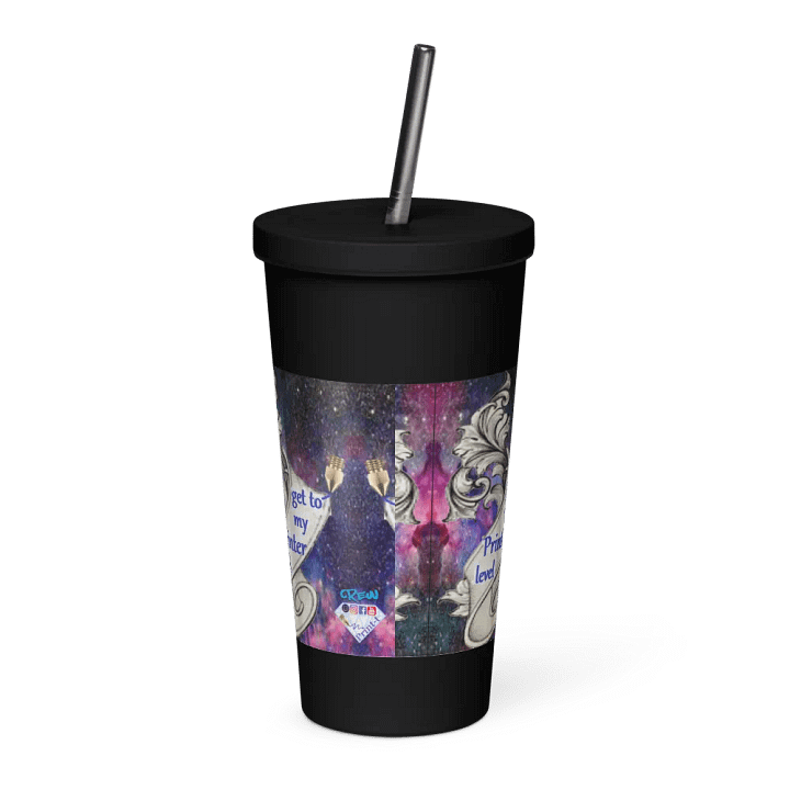 Isolierbecher mit Strohhalm, get to my Printer level Motiv product image (2)
