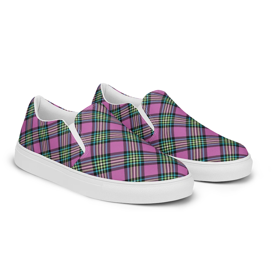 Purple Orchid and Turquoise Plaid Women's Slip-On Shoes product image (2)