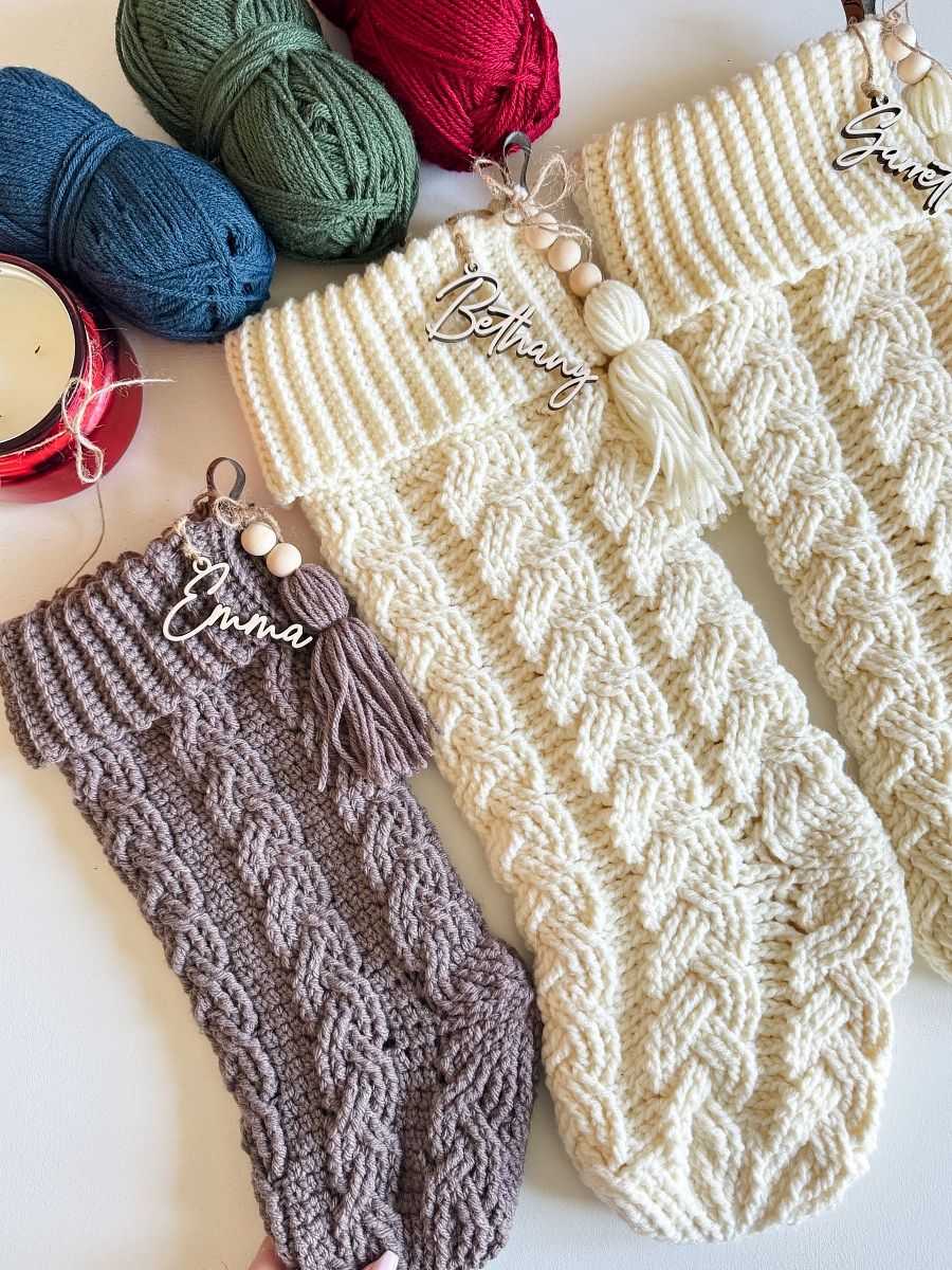 Cozy Cottage Cable Stocking Crochet Pattern product image (6)
