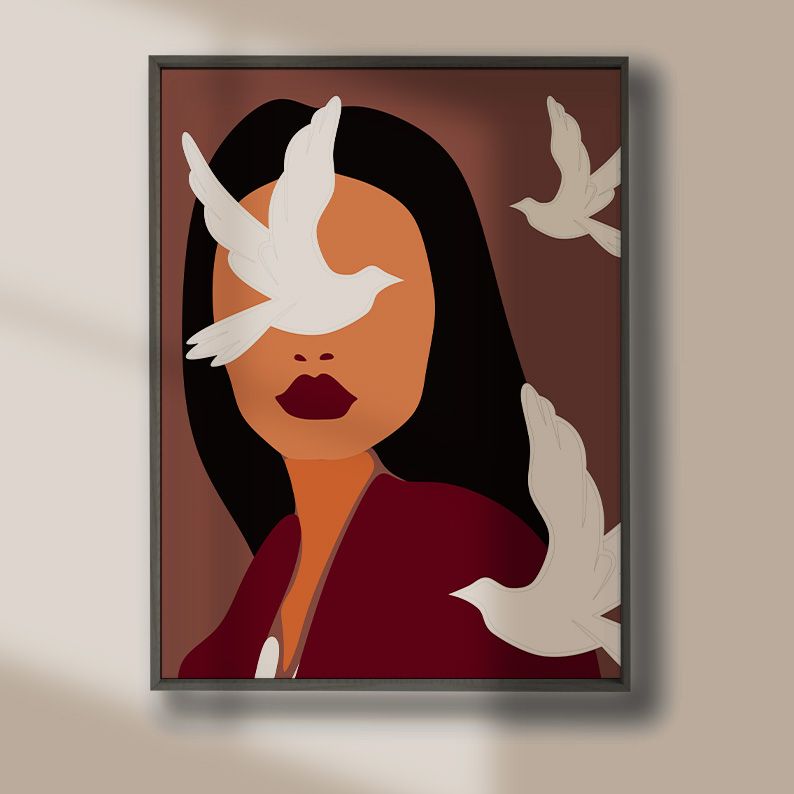 Girl with Birds Bohemian Art Print product image (6)