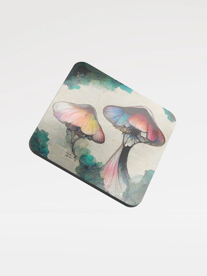 Rainbow Mushroom Glossed Cork Coaster Set product image (1)
