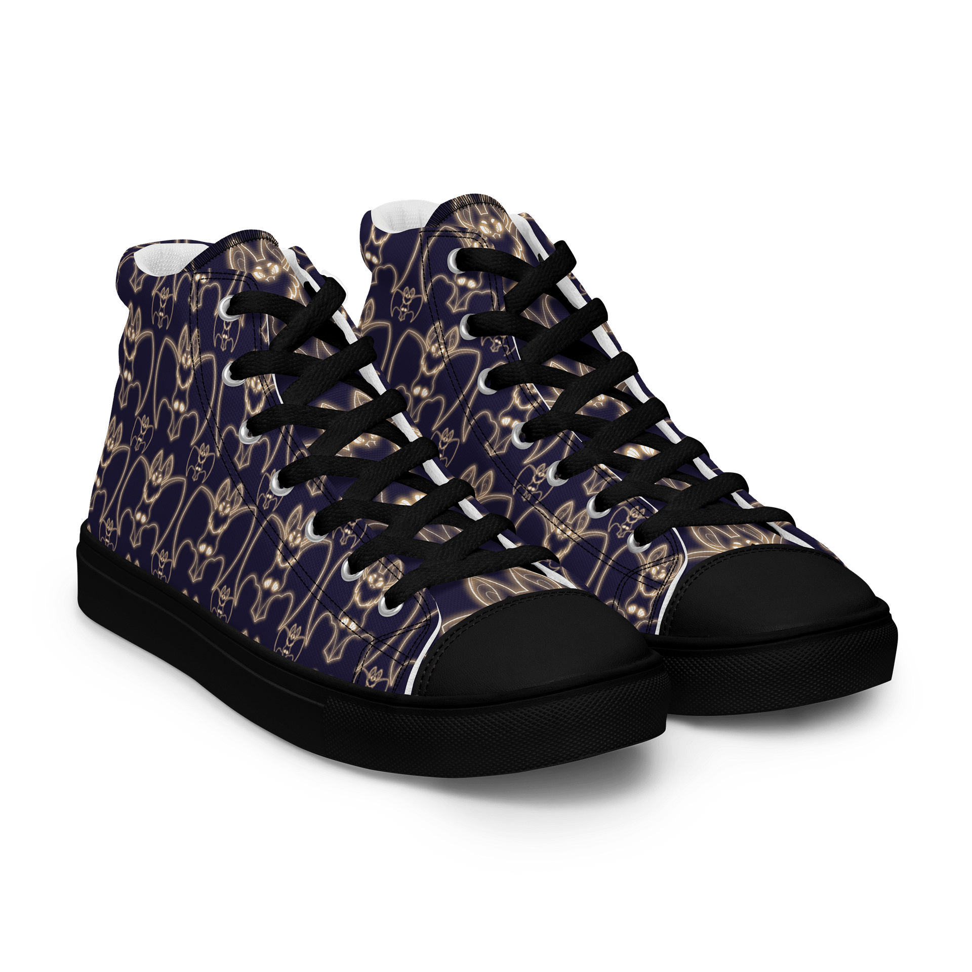 Neon Bat Men's High Top Canvas Shoes product image (8)