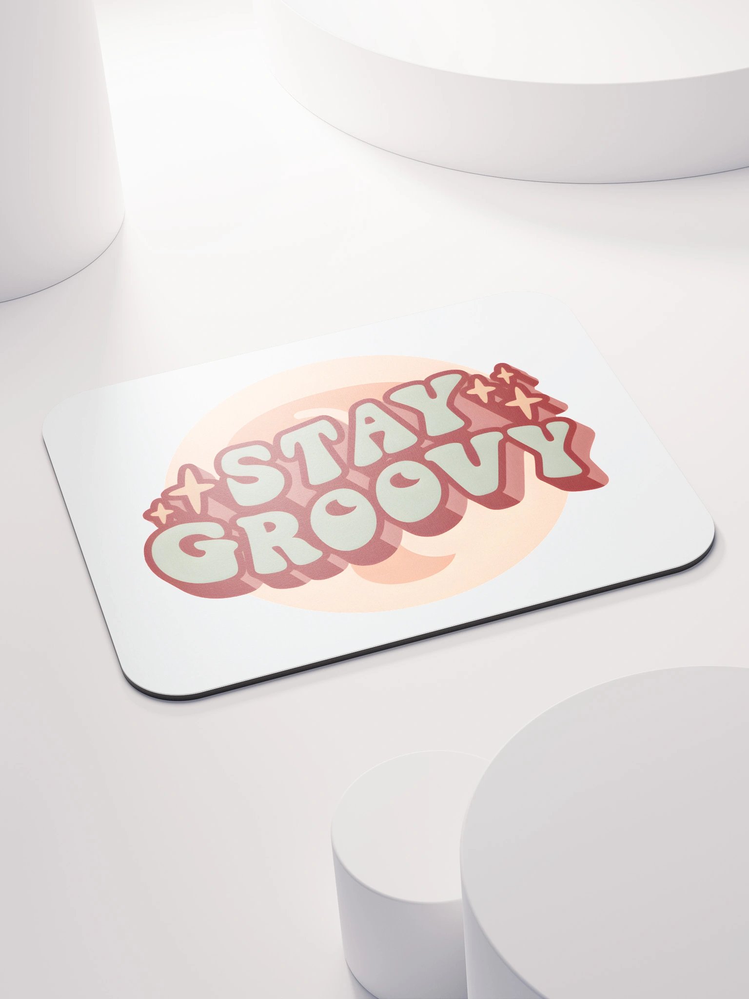 Stay Groovy Mouse Mat - Orange on White product image (4)