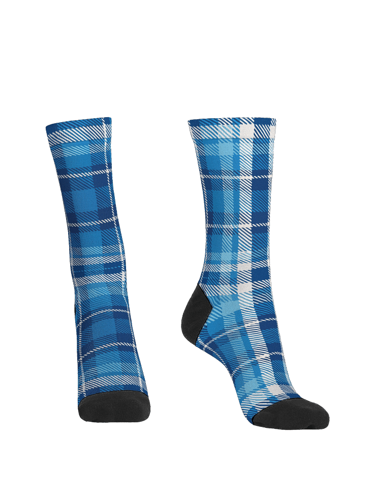 Blue Plaid Fusion Recycled Crew Socks product image (2)