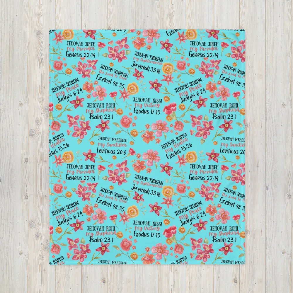 Teal Floral Names Of God Blanket product image (4)