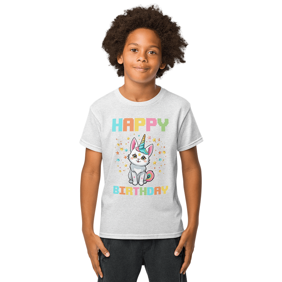 Happy Birthday (Cat Unicorn) T-Shirt For Kids product image (4)