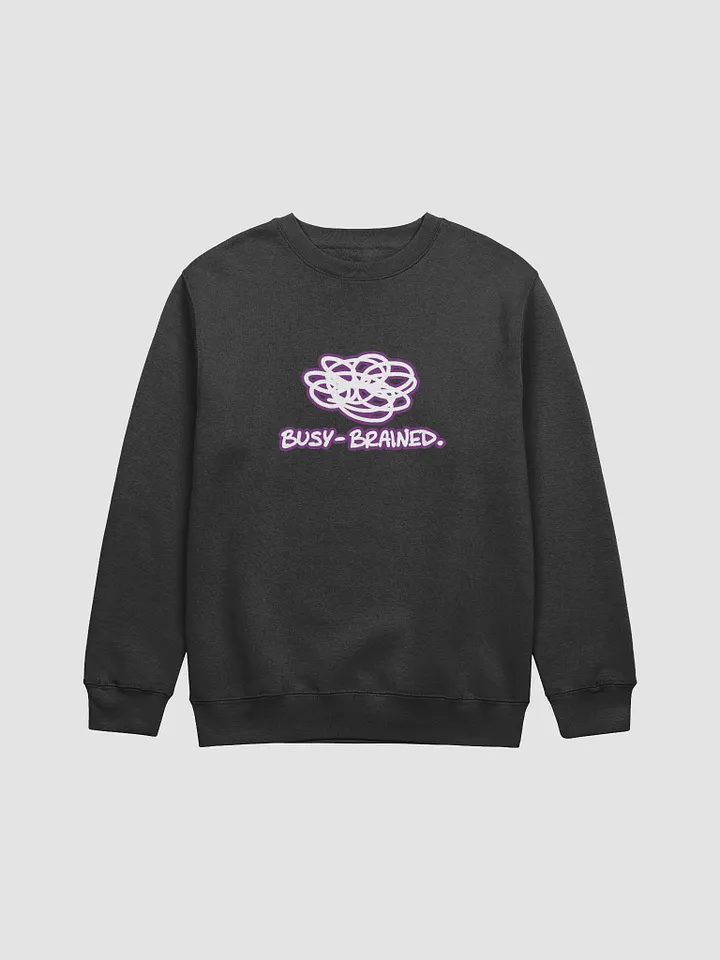 BUSY-BRAINED (lined design, #763D7D) printed crewneck product image (2)