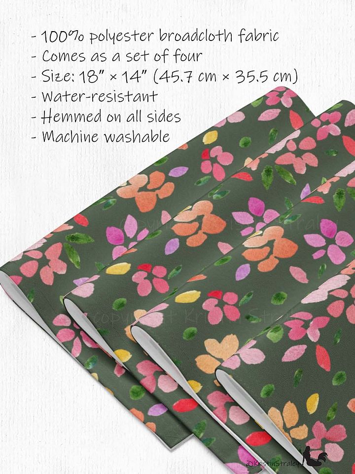 Spring Flowers on Olive Green Placemat Set of 4 product image (2)
