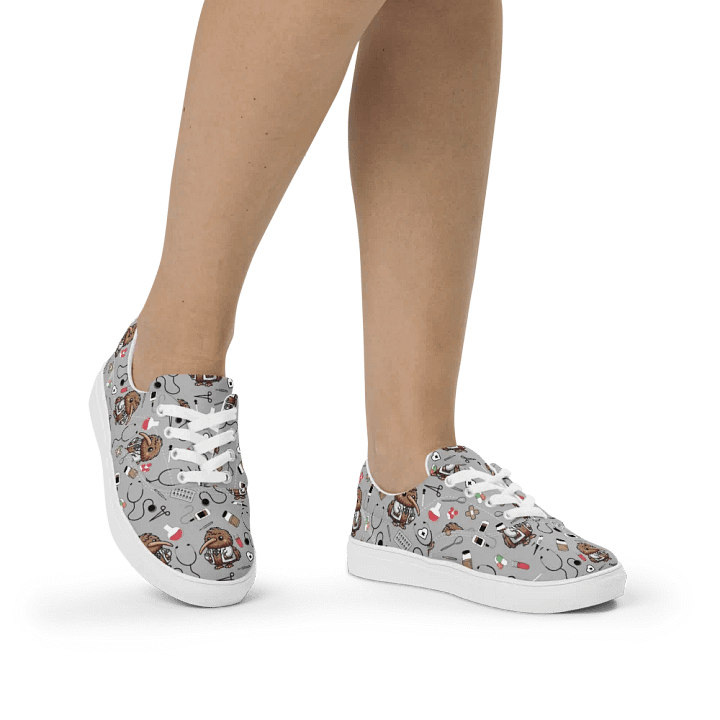 Cute Medical Kiwi Lace-up Canvas Shoes (Grey) product image (2)