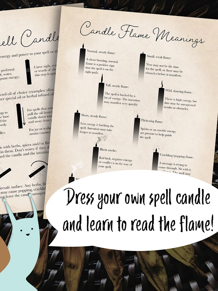 Spell Candle + Candle Flame Meaning Grimoire Pages - Digital Download product image (1)