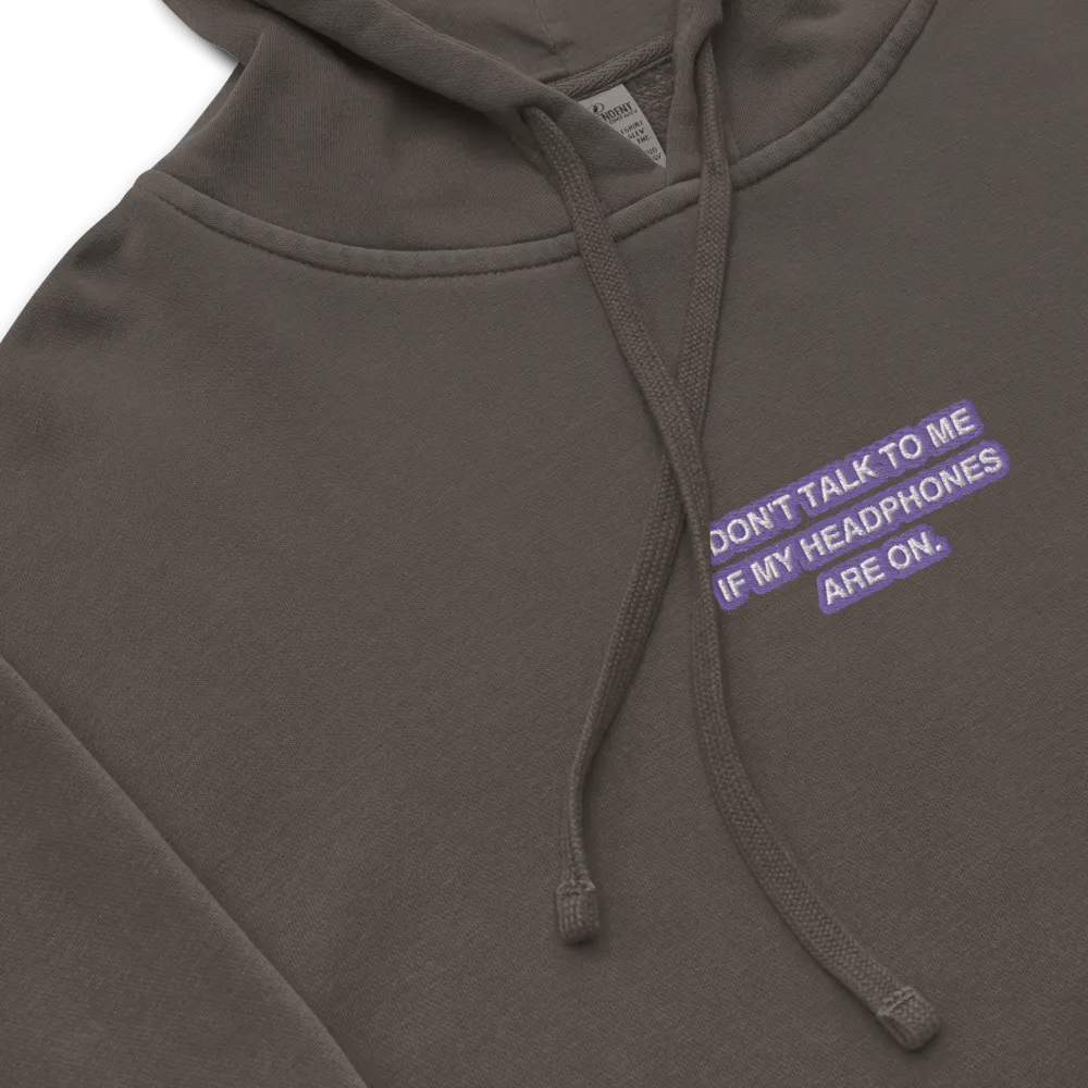 HEADPHONES ON (purple bubble design 2) embroidered pigment hoodie product image (1)