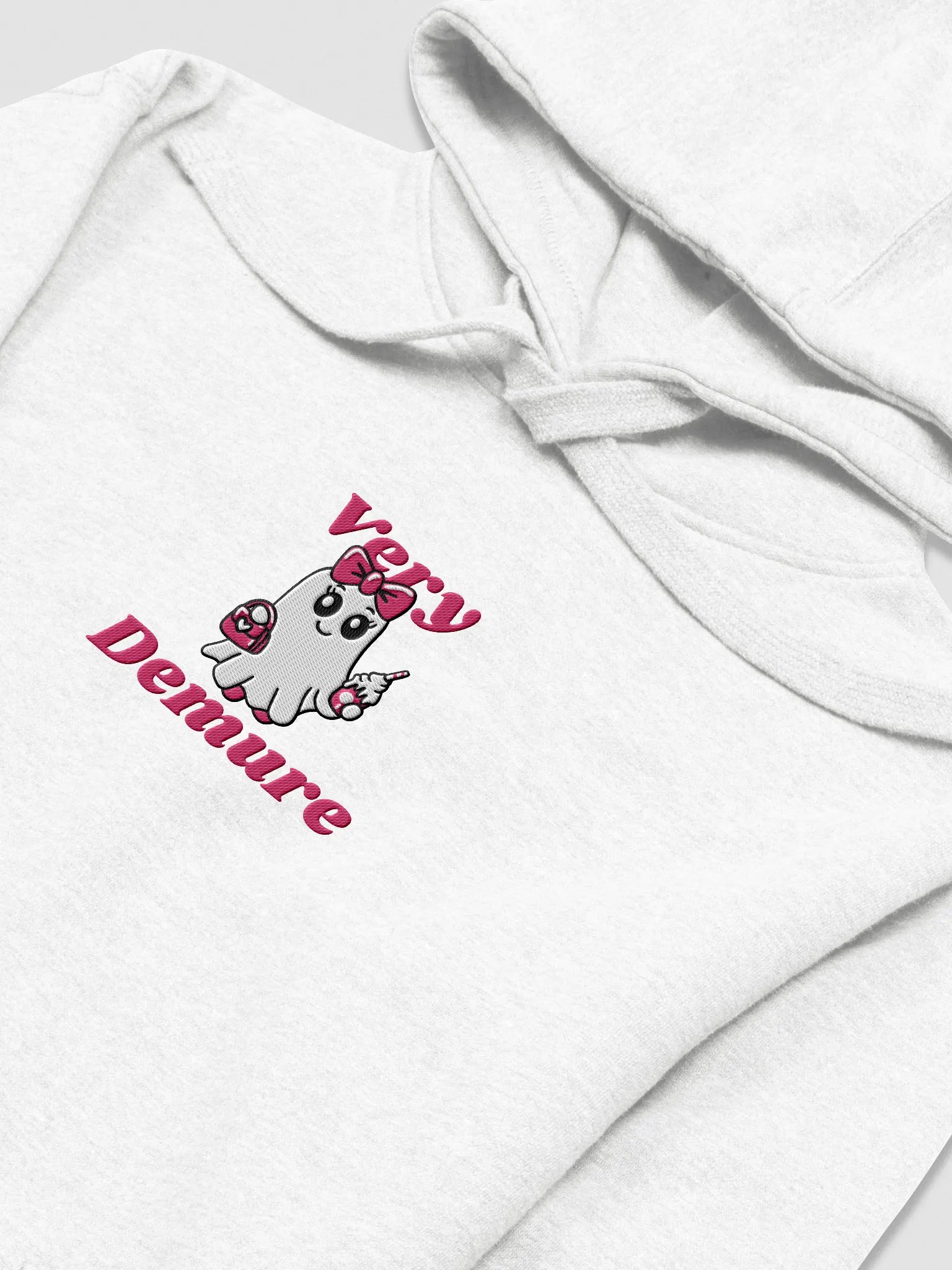 Very Demure Cute Ghost Embroidered Premium Hoodie product image (2)