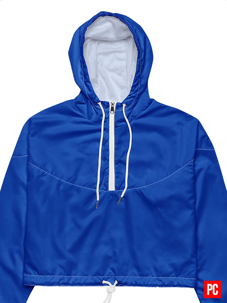 Plain Color Absolute Blue Cropped Windbreaker product image (4)