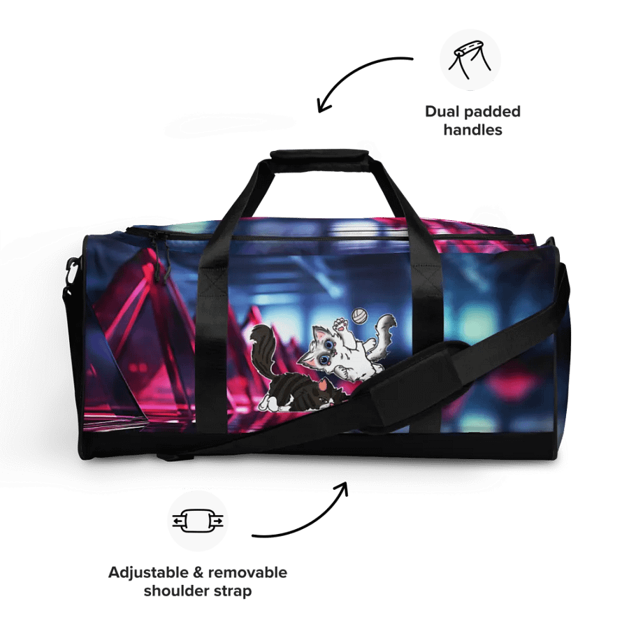 Blue/Pink All-Over Print Duffle Bag : Luigi & Ariel Logo product image (12)