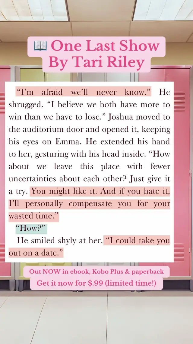 ONE LAST SHOW by Tari Riley is a YA Contemporary novel about two ex-best friends who find themselves working together to bring their school musical to life. Will they rekindle their friendship or call it quits for good? If you like HIGH SCHOOL MUSICAL and HEARTSTOPPER, this book is for you! It’s out NOW in ebook, Kobo Plus and paperback, and you can also request it at your local library! Check the 🔗 in my profile for more info ☺️  #YABookTok #YABookRecs #ComingOfAgeBooks #YAContemporary #YARomanceBooks 