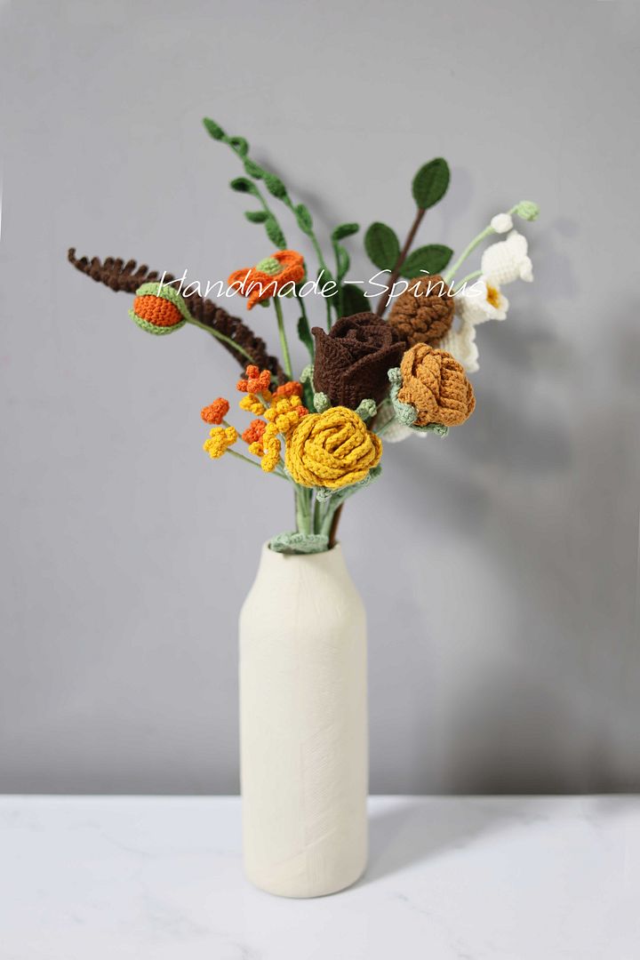 Brown Orange Autumn Charm Crochet Knit Bouquet product image (1)