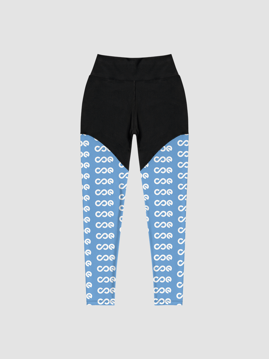 COE Premium Sports Leggings Black & Blue - White Logo product image (1)