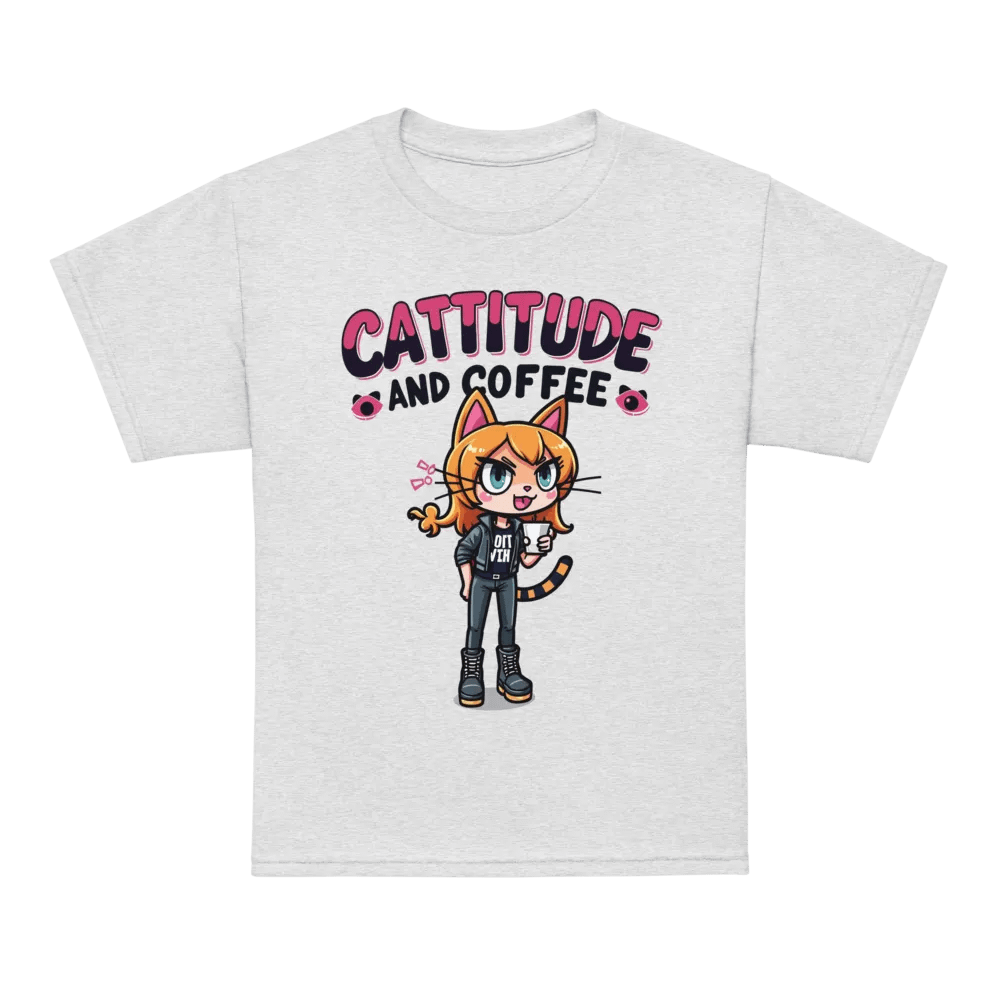 Cattitude and Coffee Kids' Moisture-Wicking Tee product image (48)