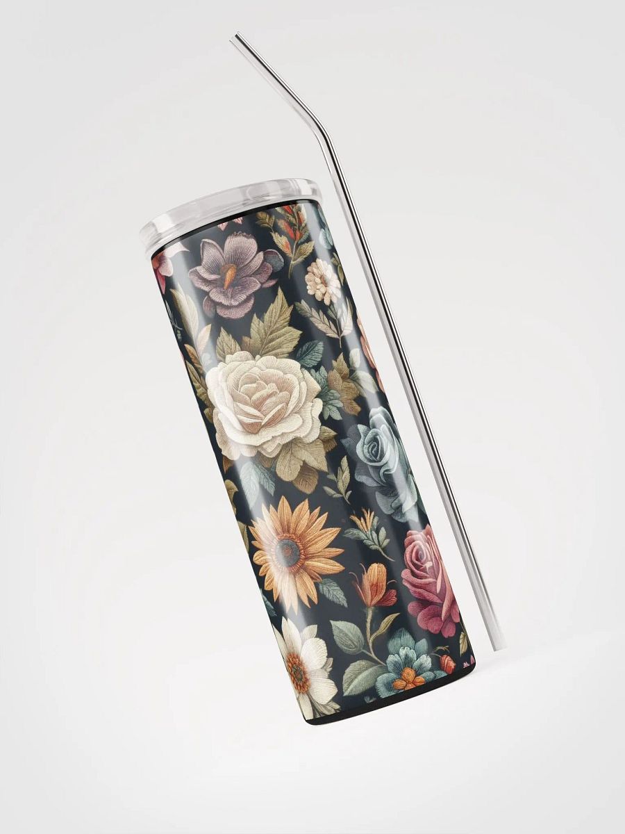 Floral Embroidered Stainless Steel Tumbler - Sustainable Elegance product image (3)