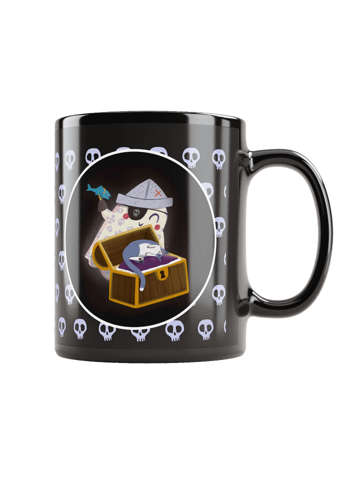 Little Ghost Pirate Captain & Cat - Black Ceramic Mug product image (1)