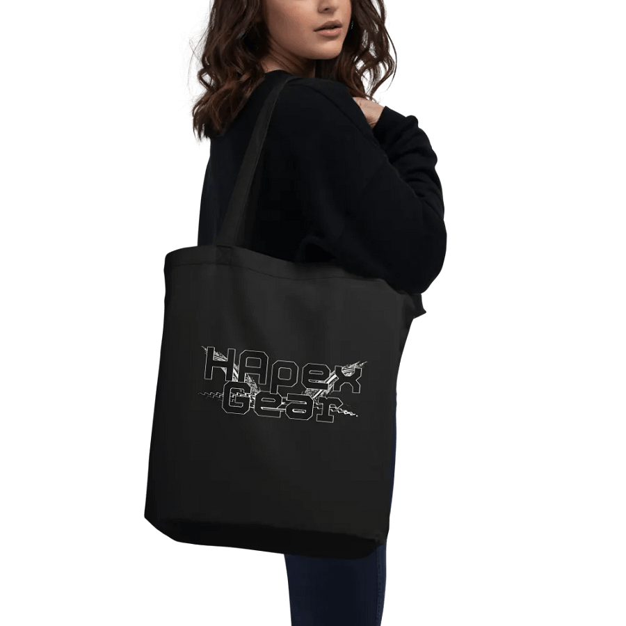 Eco-Friendly Tote Bag - Black HApex Gear White Logo product image (9)
