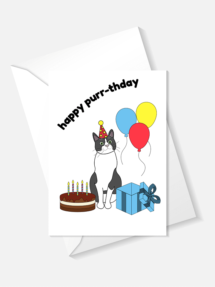 "Happy Purr-thday" digital download greeting card product image (1)