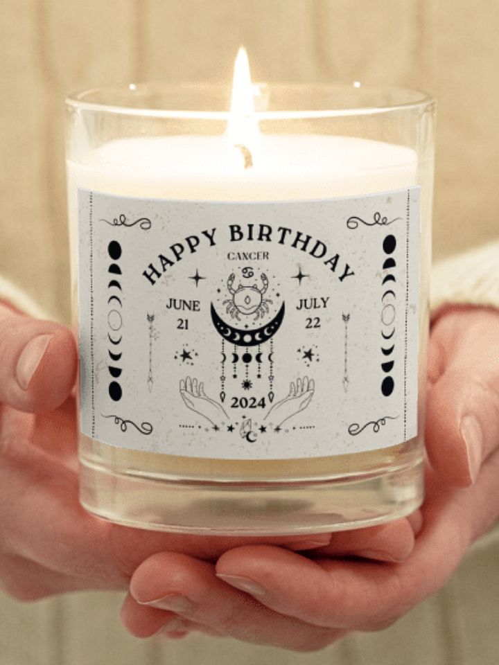 Celestial Cancer Birthdate Candle Design, Birth Month Birthday Gift product image (1)