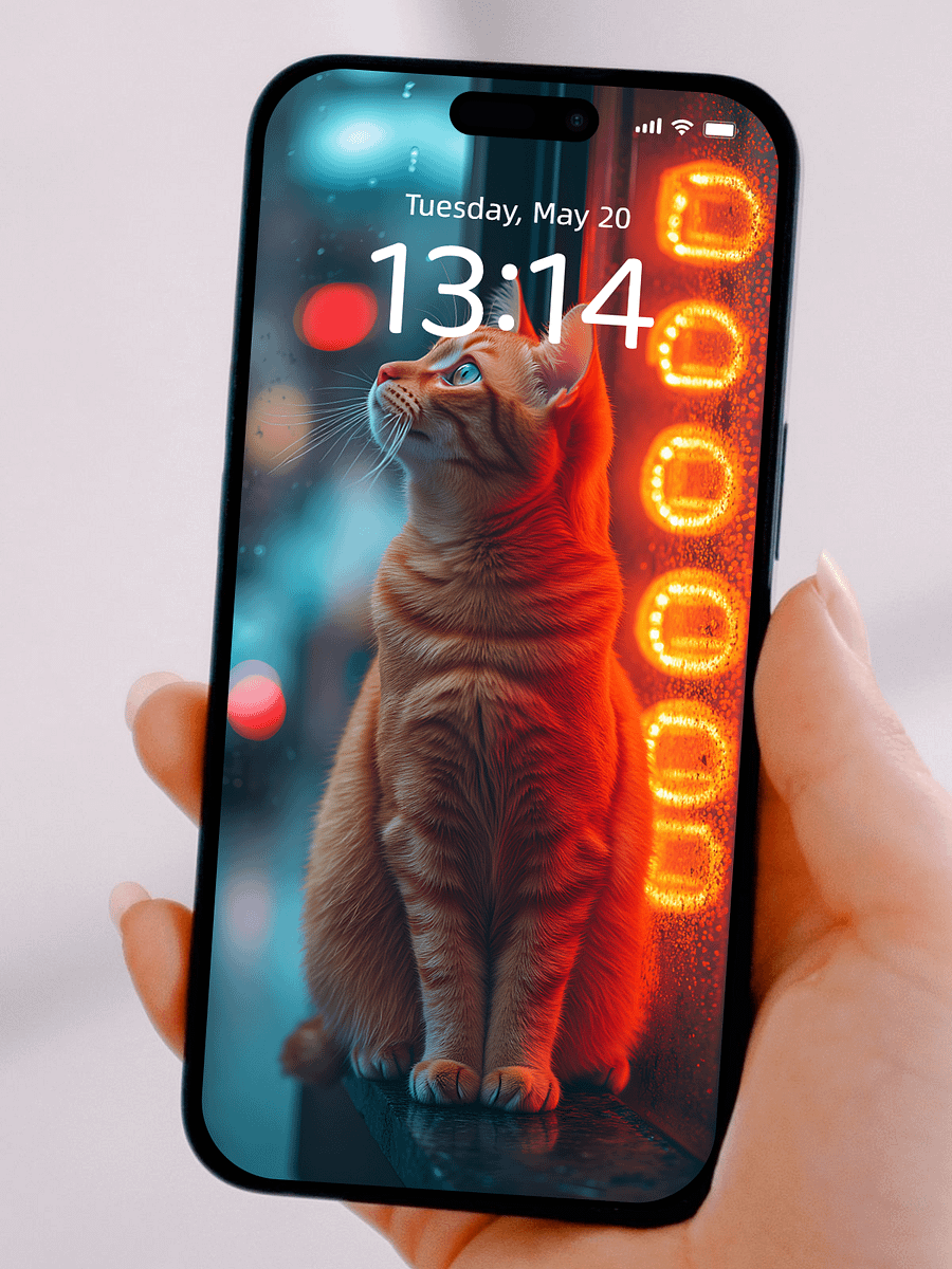 Minimalist Business Style: Cat and Raindrop Phone Wallpapers, 4K HD, Bring Simplicity and Warmth to Your Phone Screen product image (3)