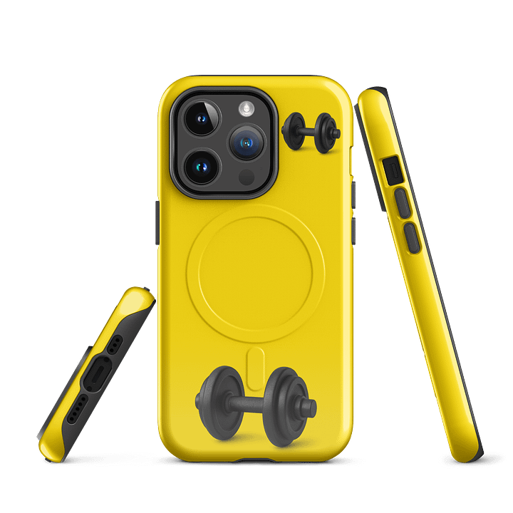 Vibrant Yellow Black Double Dumbbell iPhone® Case product image (2)