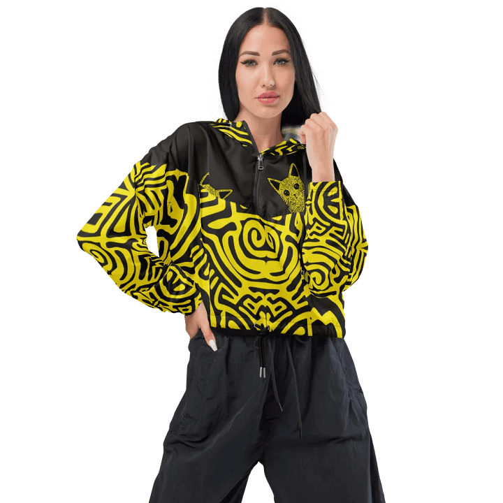 Gossip Cat Pattern Crop Hoodie Windbreaker product image (2)