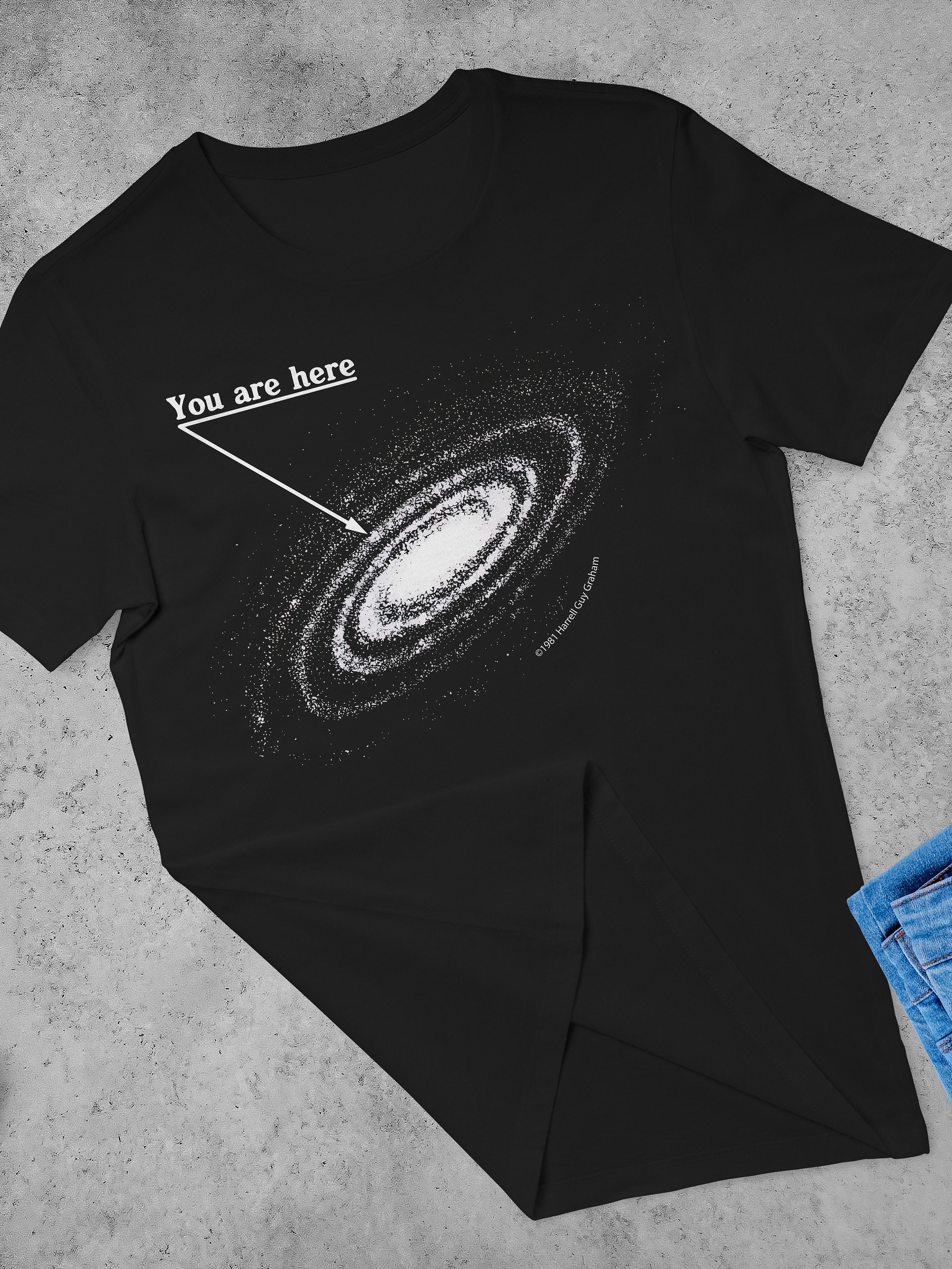You are here: Milky Way galaxy map — Short-Sleeve Unisex T-Shirt, space t-shirt, star map product image (6)