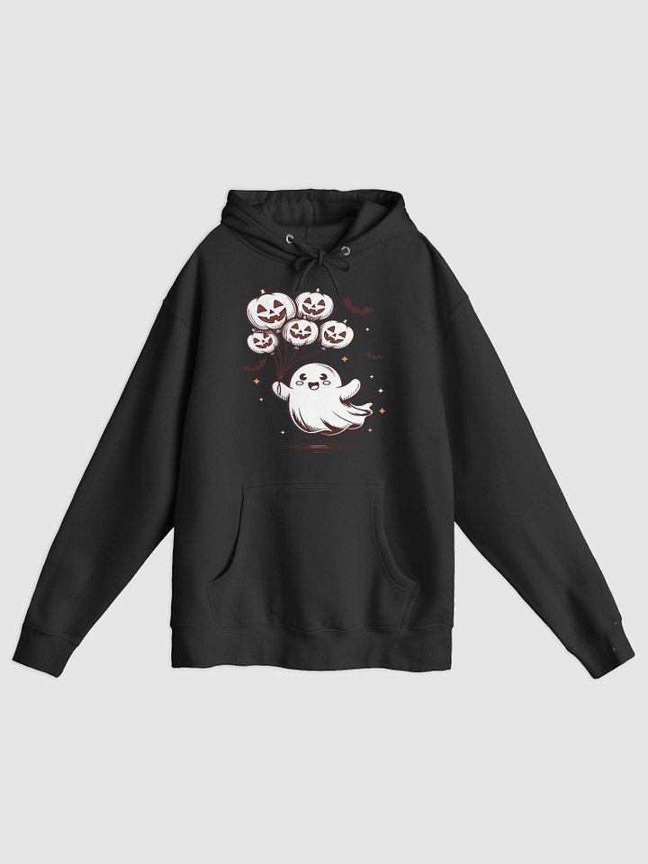Cute Ghost & Pumpkin Balloons Halloween Hoodie – Funny Spooky Season Pullover for Kids & Adults product image (1)