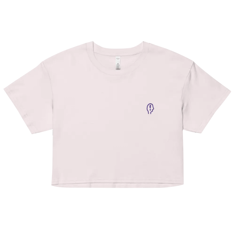EXCLAIMING MENTALLY (L.C., purple) embroidered cotton crop top product image (3)