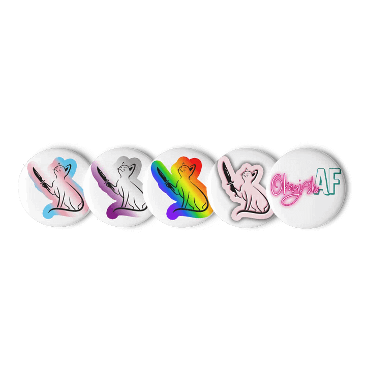 OkayishAF Pride Cat Pins 1 - Ace, Trans, Gay, Pink product image (3)