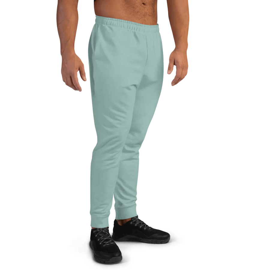 Plain Light Teal Green Soft Summer Recycled Polyester Premium Men's Joggers by Treasure Pie product image (8)