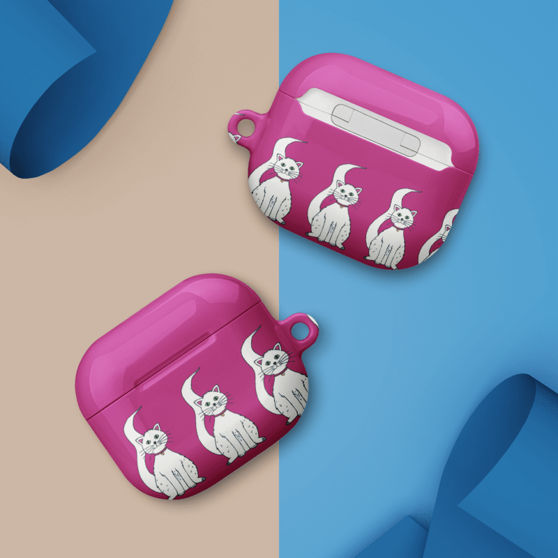 White Cat (art by Dina R.) acrylic painting picture - Case for AirPods product image (25)