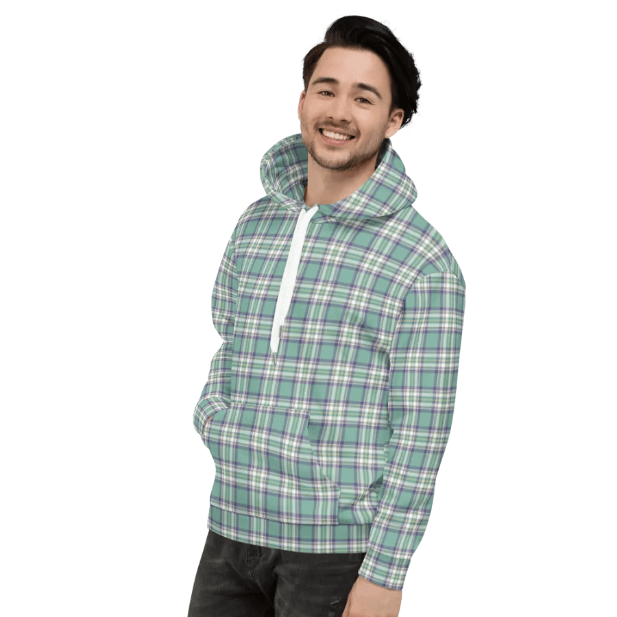 Light Green, Purple, and Yellow Plaid Hoodie product image (4)