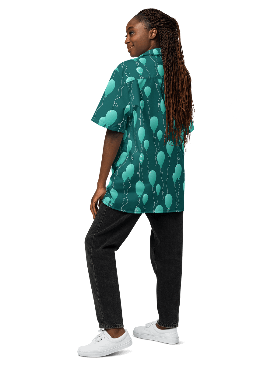 Teal Floating Balloons Oversized Button-Down Shirt product image (5)