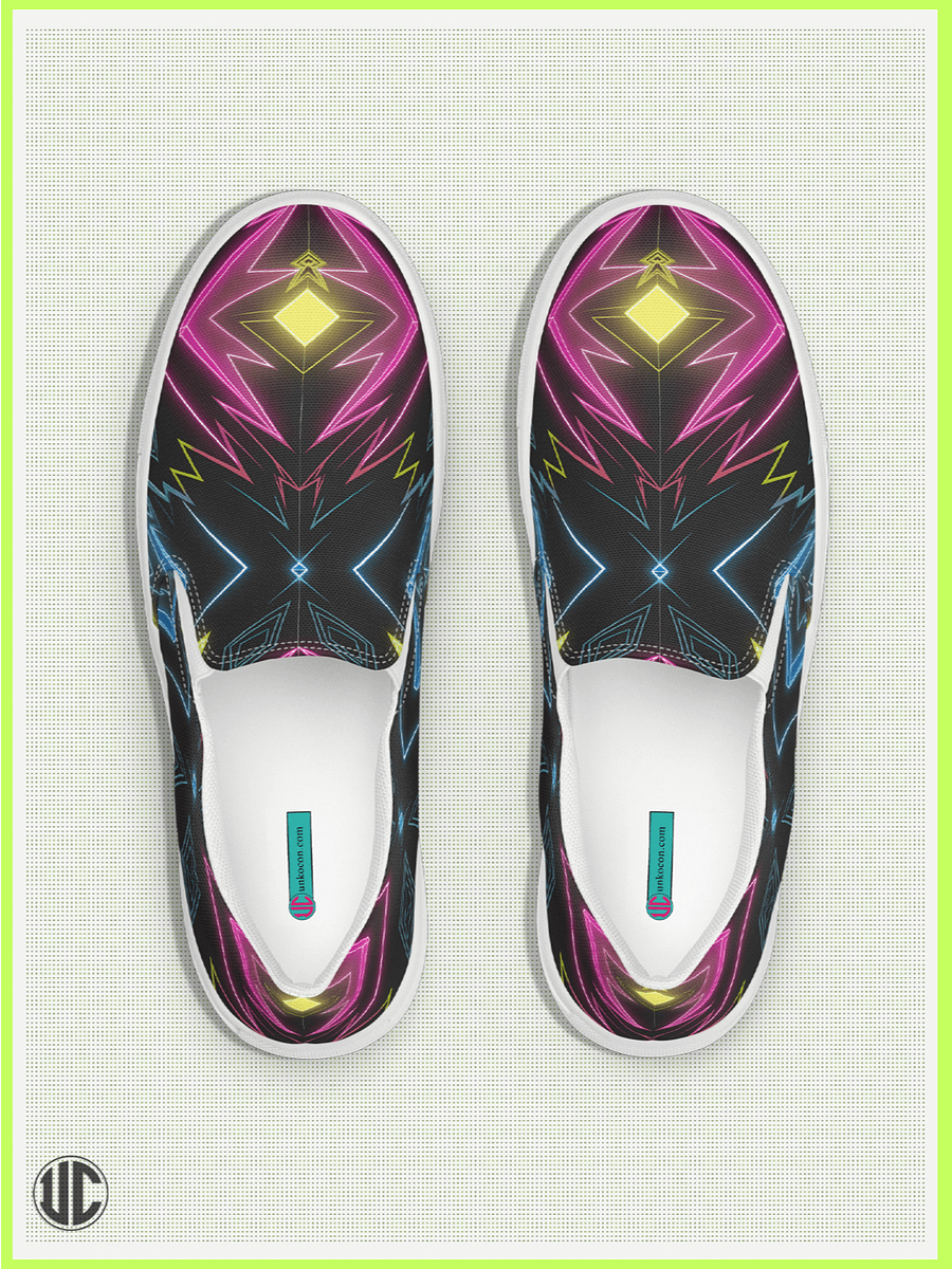 UnkoCon – Neon Kaleidoscope Women’s Slip-On Shoes product image (1)