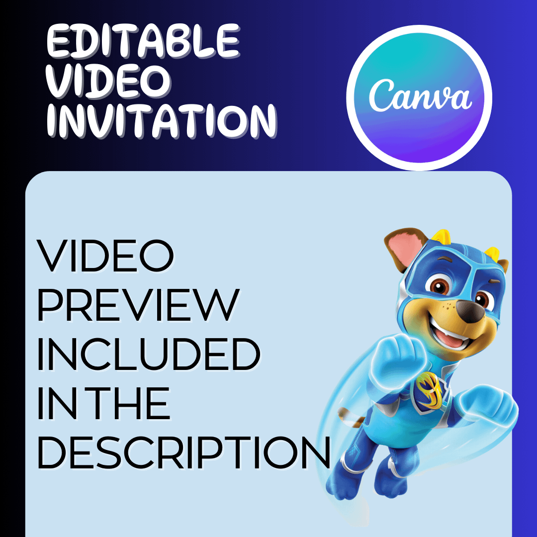 Editable video Paw Patrol The Mighty Movie - Birthday Invitation English - Canva - Superheroe product image (2)