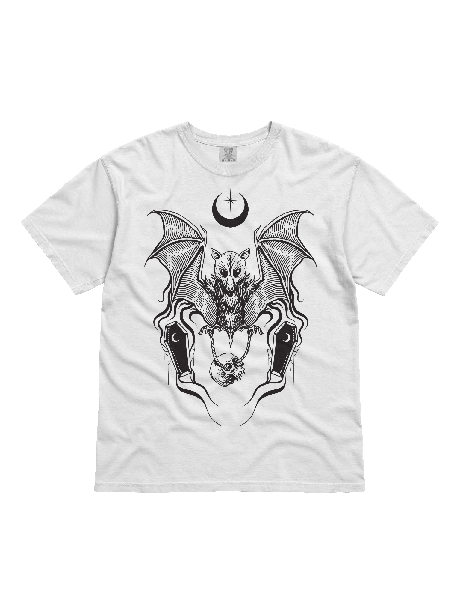 White Gothic Bat and Skull Comfort Tee product image (3)