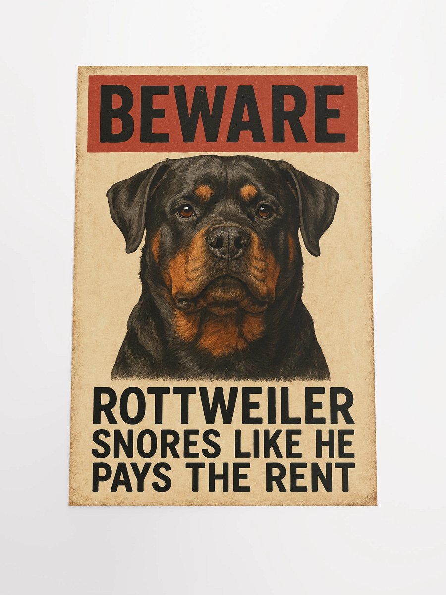 Beware: Rottweiler Snore Humor Poster product image (2)