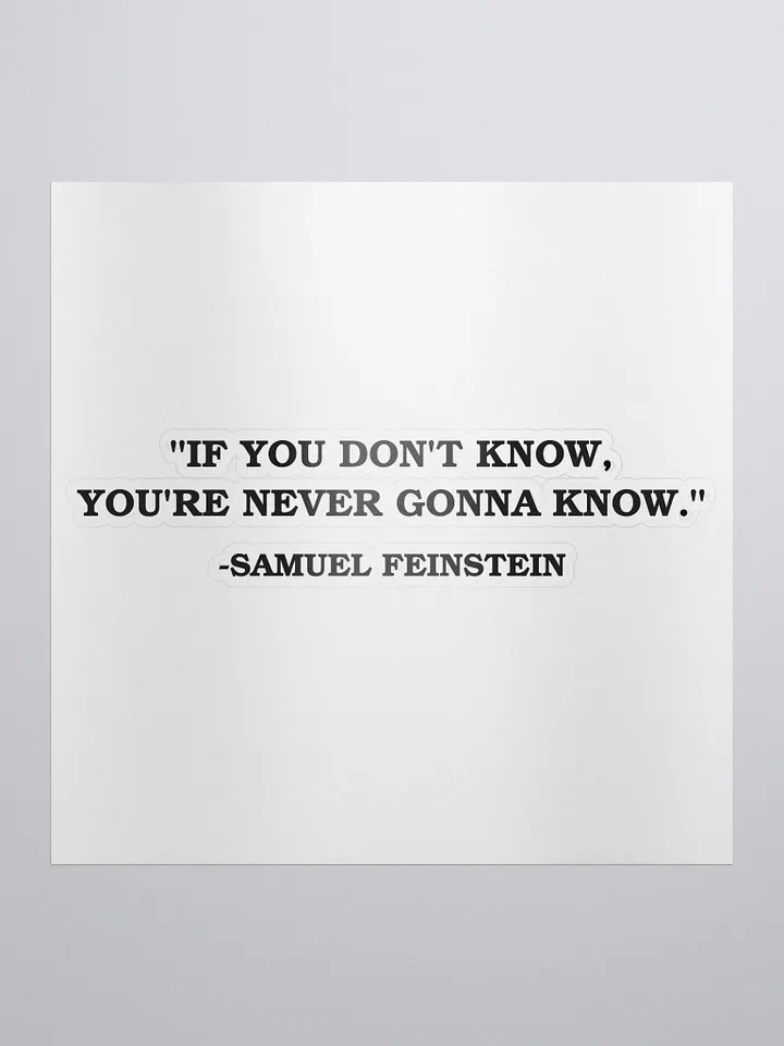 If You Dont Know, Youre Never Gonna Know - Sticker - Samuel Feinstein Quote product image (1)