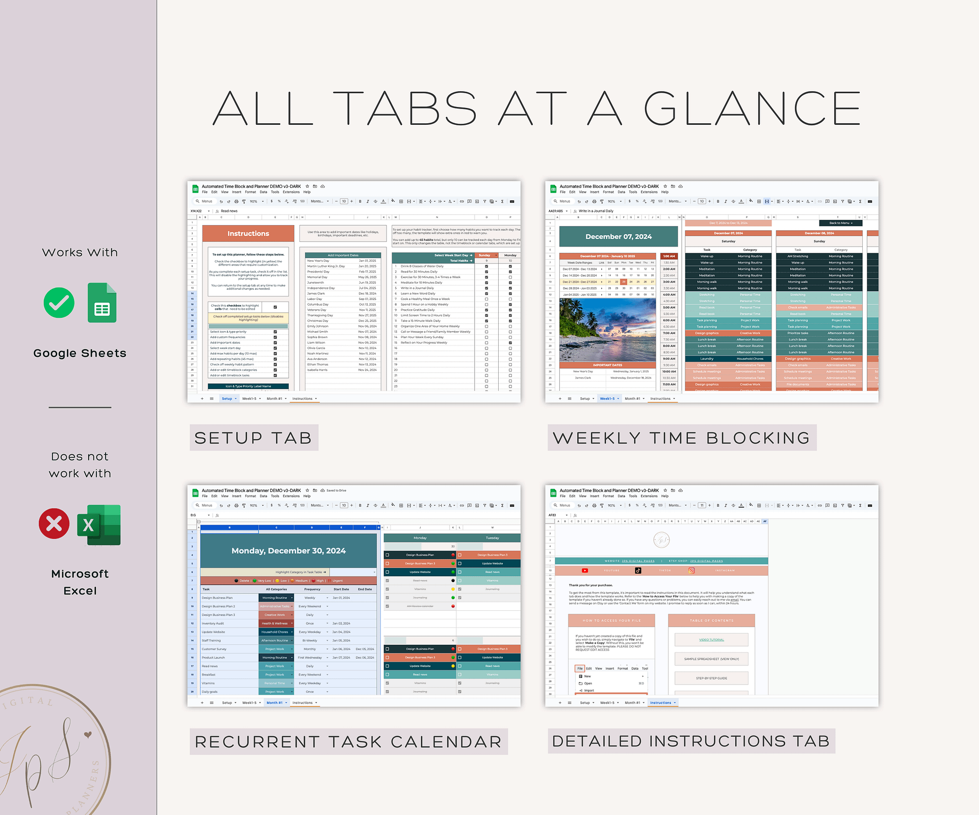 Time Blocking Planner, Google Sheets Template product image (9)