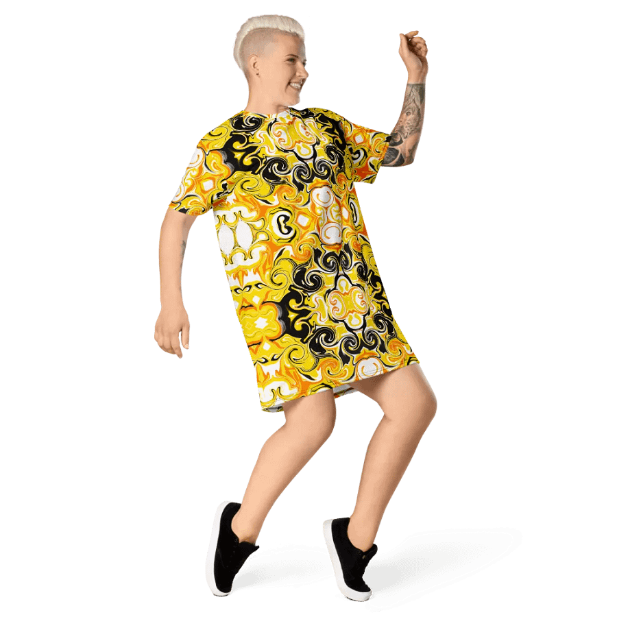 Yellow Baroque Luxe All-Over T-Shirt Dress product image (9)
