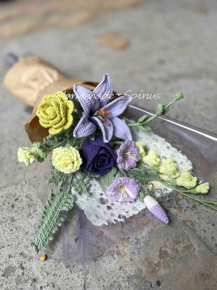 Purple & Green World Crochet Knit Bouquet product image (5)